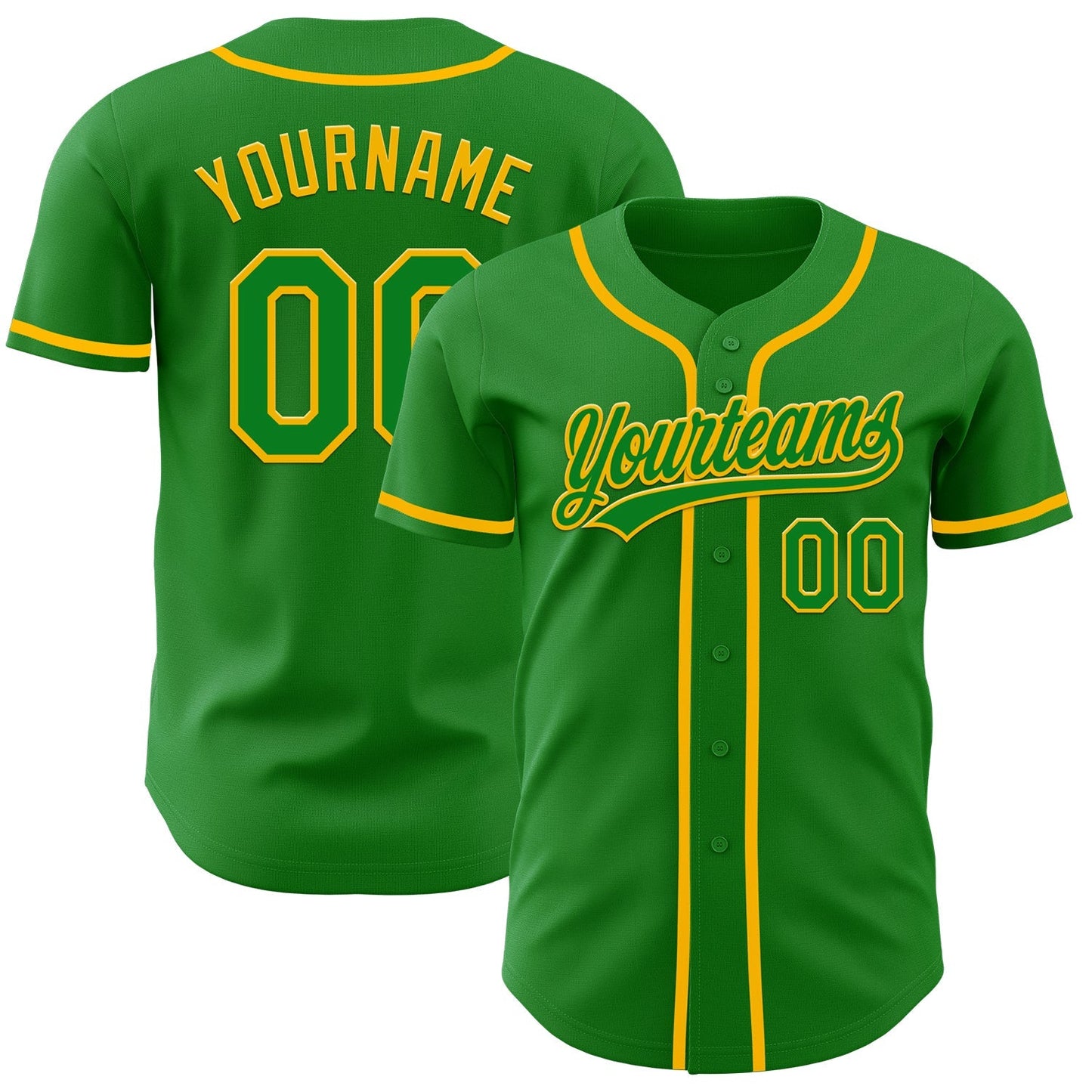 Custom Grass Green Gold Authentic Baseball Jersey baseball jersey product view 1