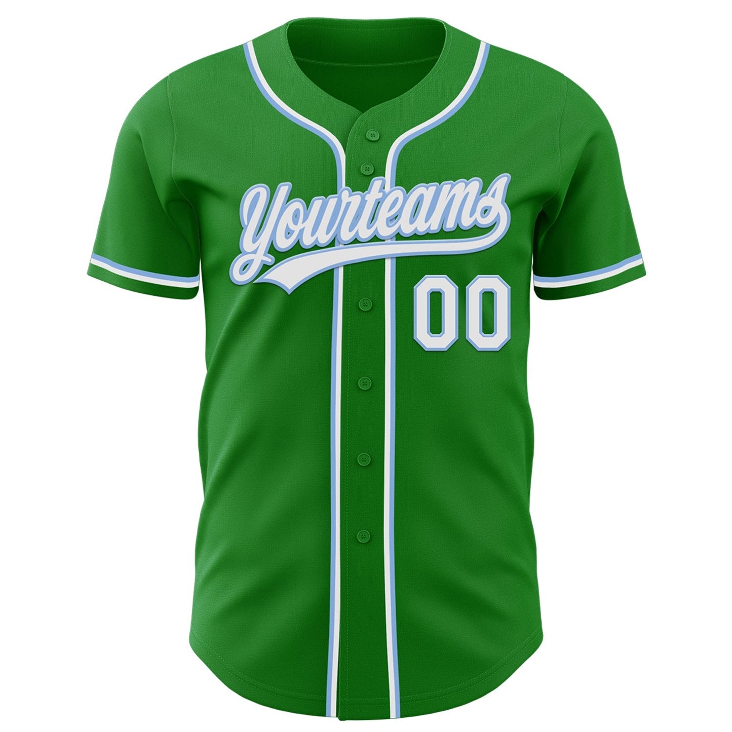 Custom Grass Green White-Light Blue Authentic Baseball Jersey baseball jersey product view 2