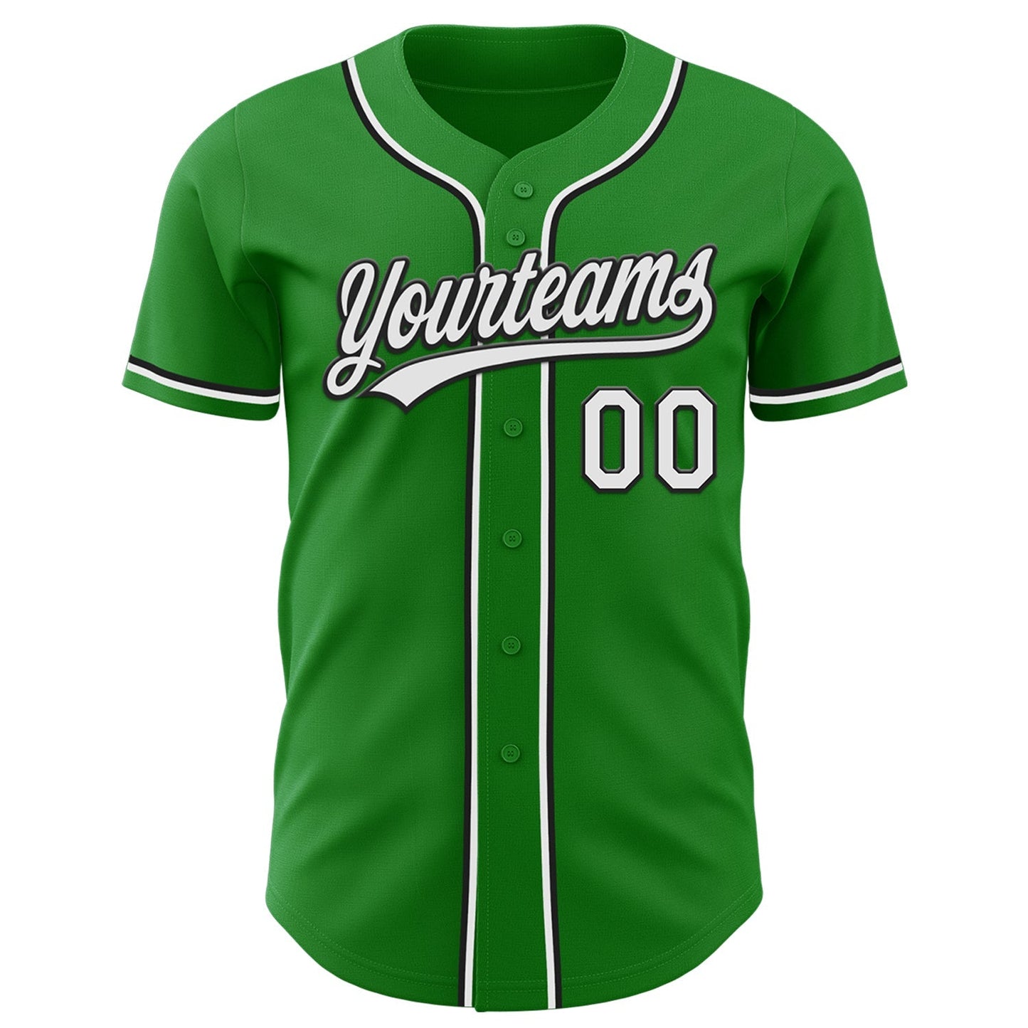 Custom Grass Green White-Black Authentic Baseball Jersey baseball jersey product view 2