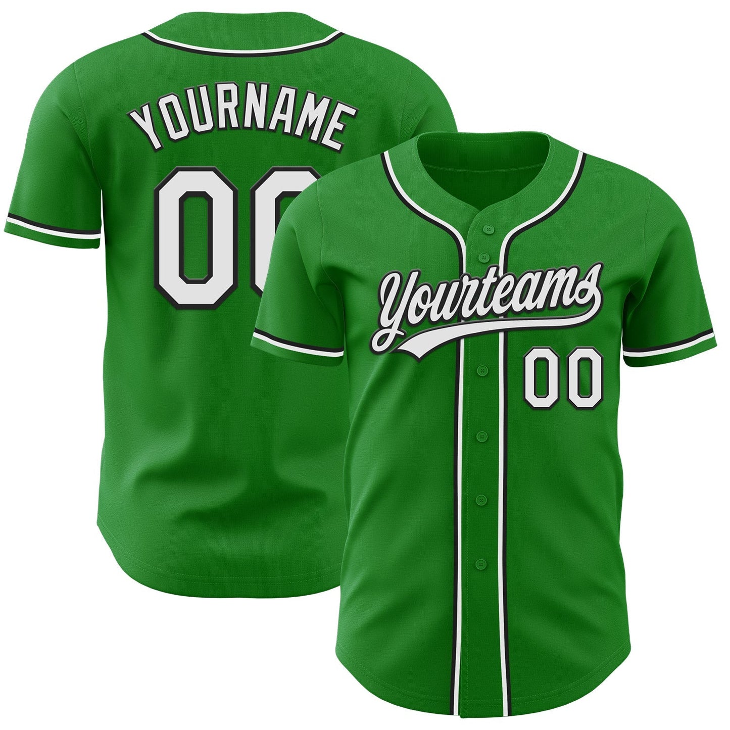 Custom Grass Green White-Black Authentic Baseball Jersey baseball jersey product view 1