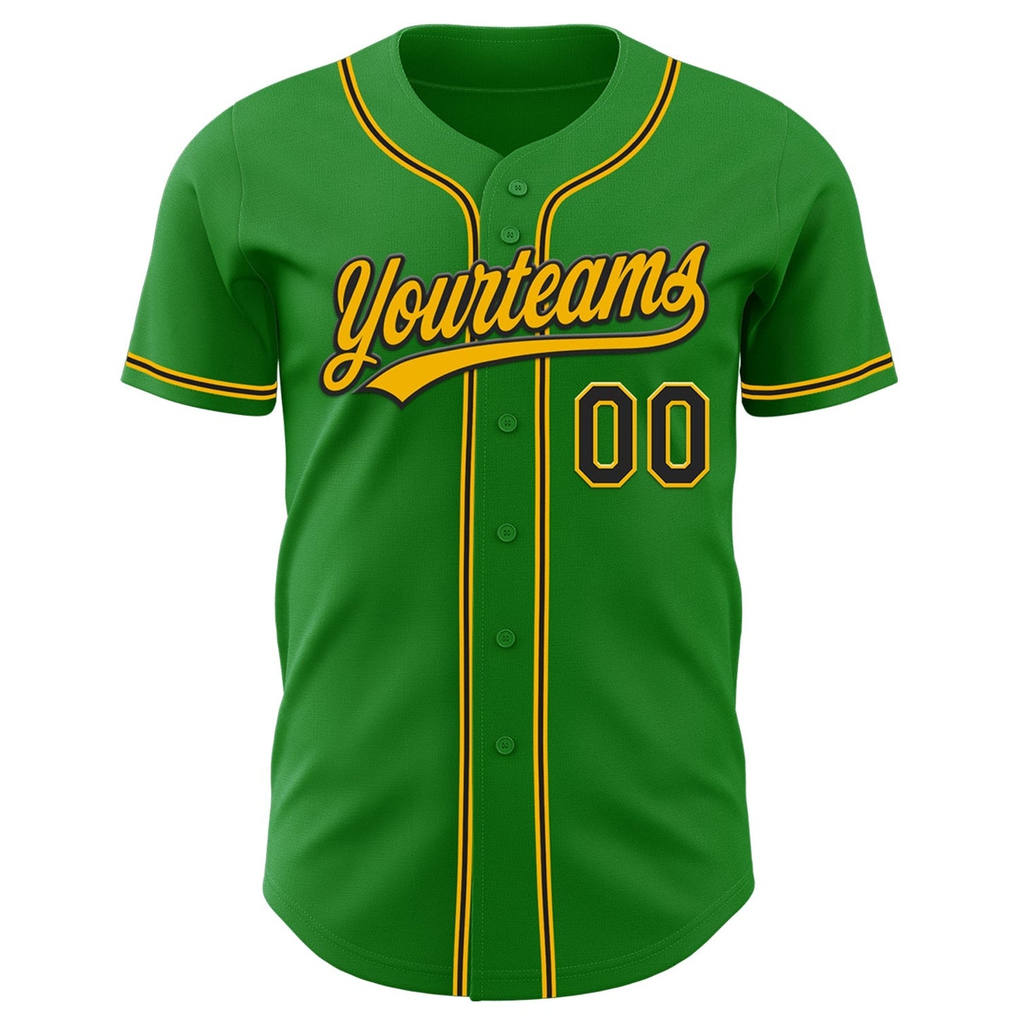 Custom Grass Green Black-Gold Authentic Baseball Jersey baseball jersey product view 2