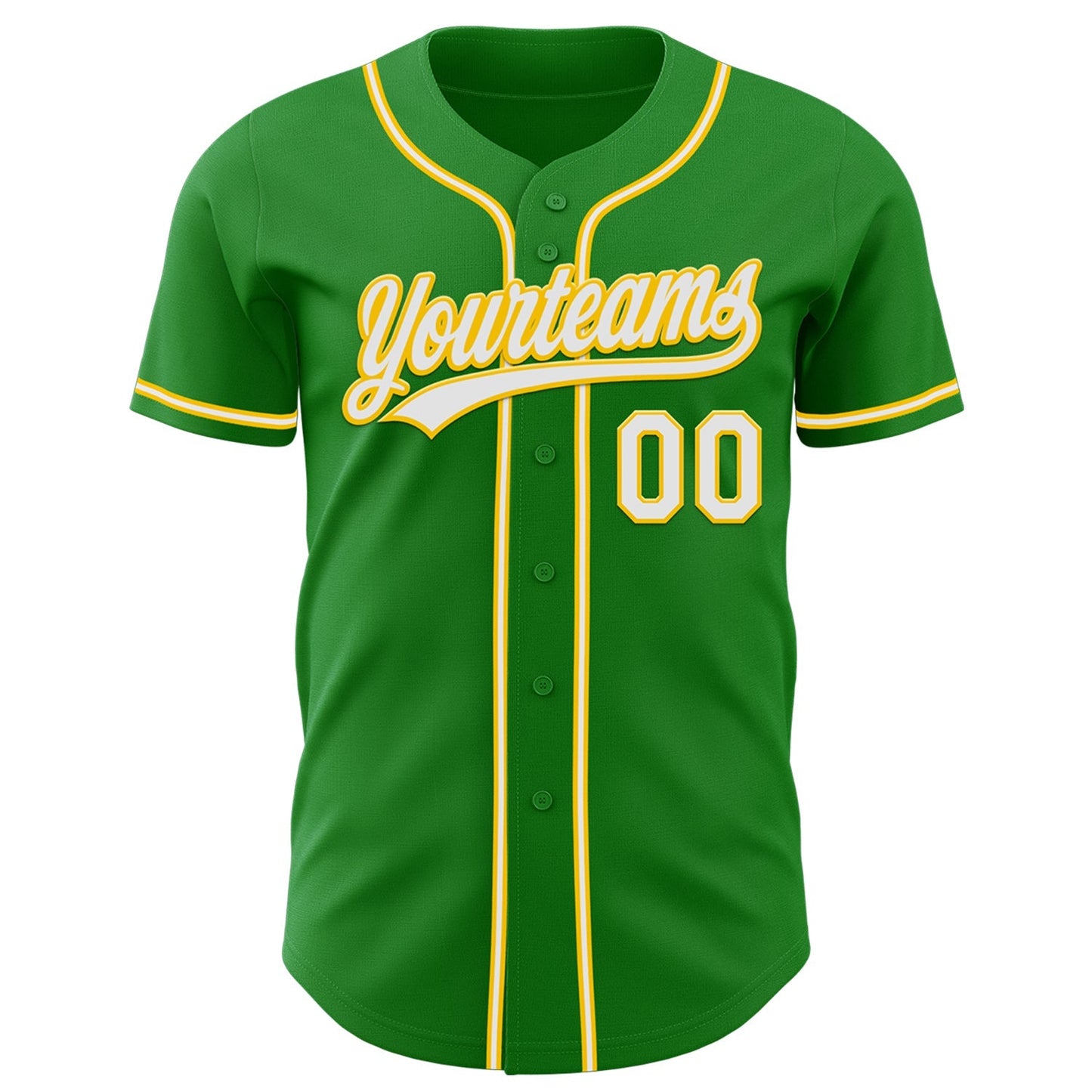 Custom Grass Green White-Yellow Authentic Baseball Jersey baseball jersey product view 2