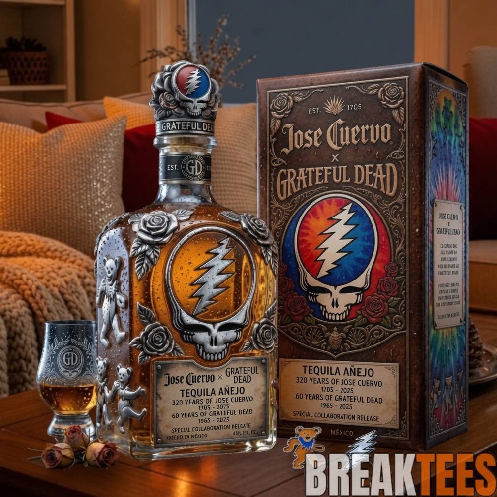 Grateful Dead 60th Anniversary And Jose Cuervos 320th Anniversary Whiskey Decanter Unisex T-shirt, Sweatshirt, Hoodie, Long Sleeve Tee - T-Shirt, Sweatshirt, Hoodie