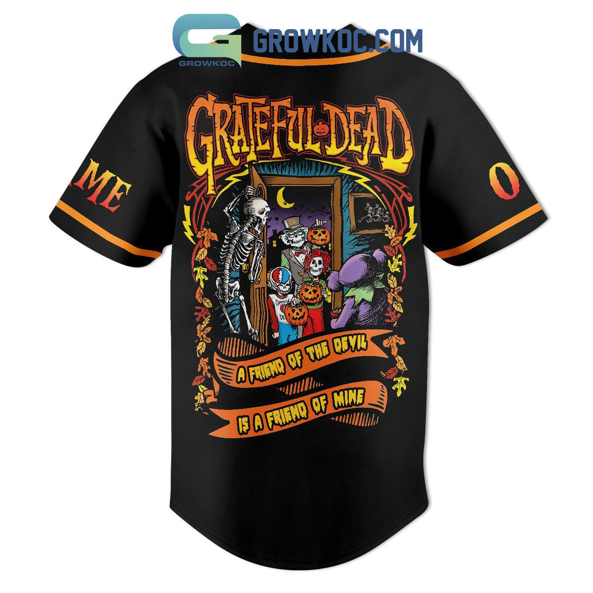 Grateful Dead A Friend Of The Devil Is A Friend Of Mine Personalized Baseball Jersey baseball jersey product view 3