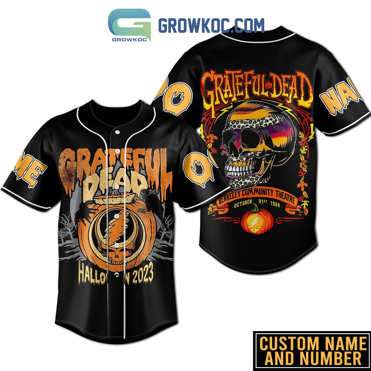 Grateful Dead Halloween 2023 Berkeley Community Theatre Personalized Baseball Jersey baseball jersey product view 1