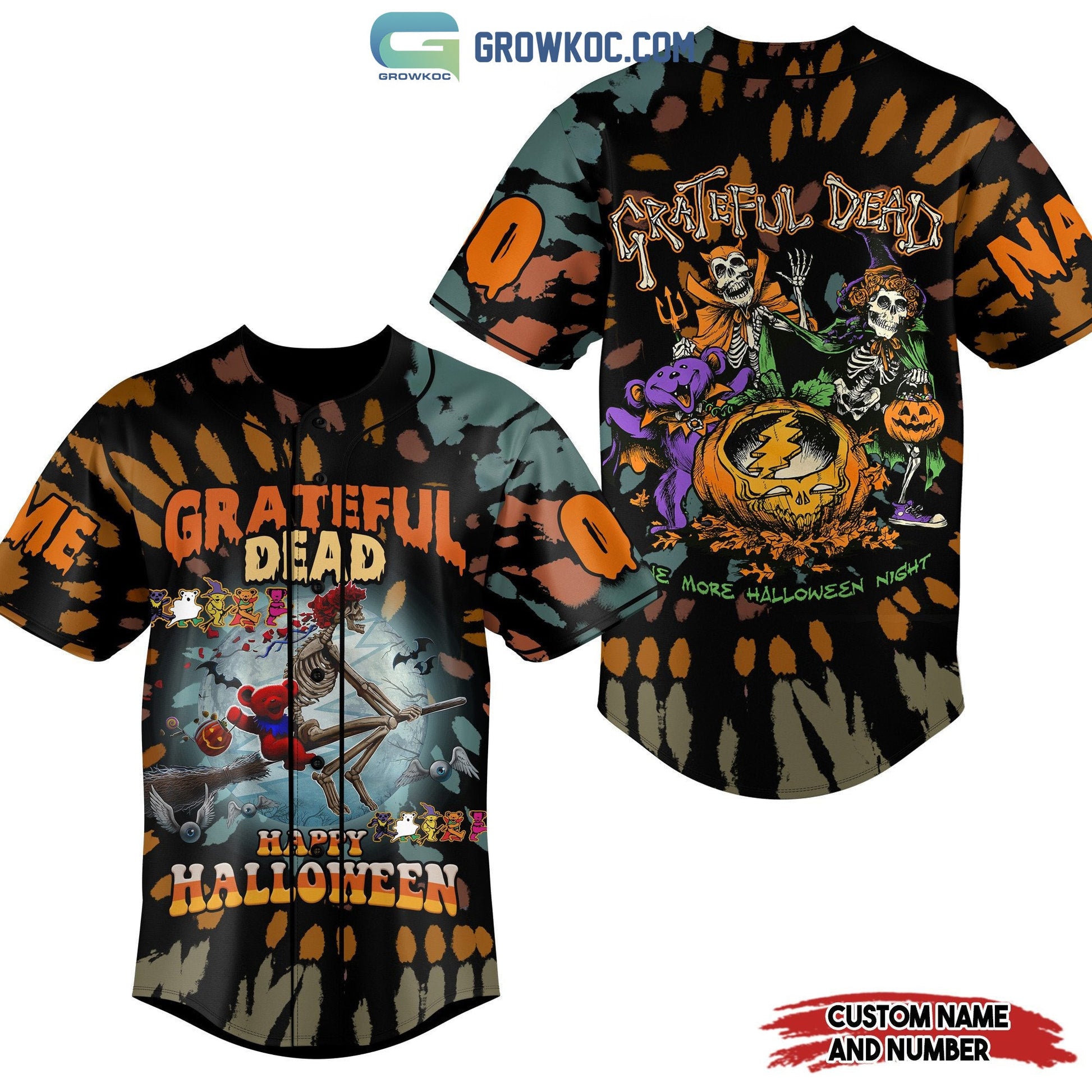 Grateful Dead Happy Halloween One More Night Personalized Baseball Jersey baseball jersey product view 1