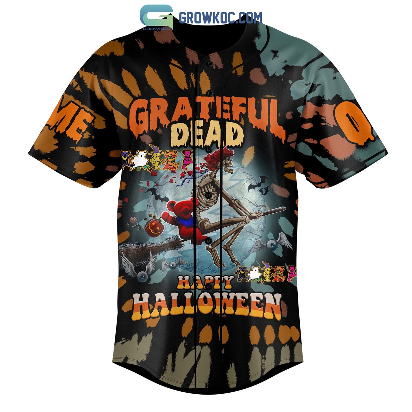 Grateful Dead Happy Halloween One More Night Personalized Baseball Jersey baseball jersey product view 2