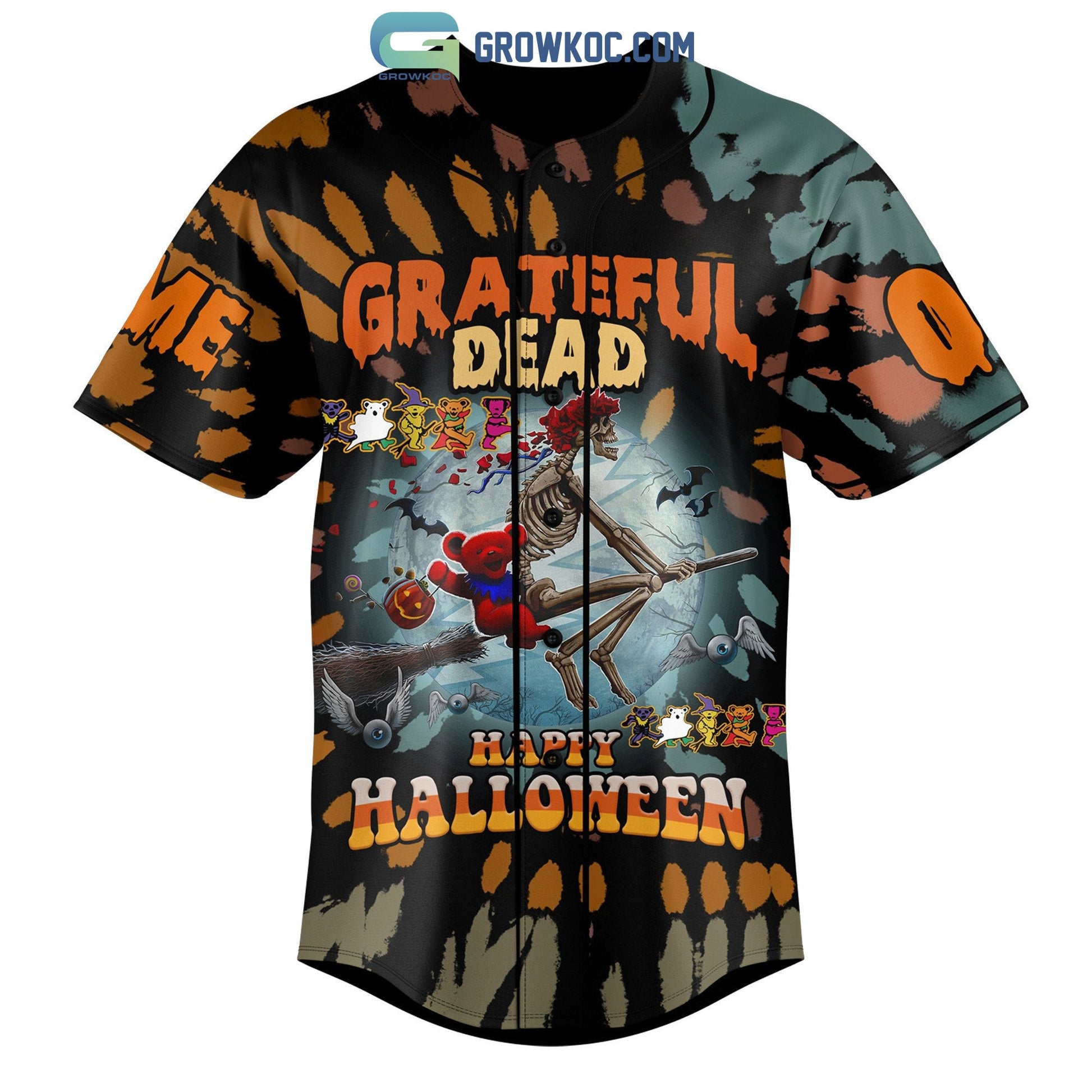 Grateful Dead Happy Halloween One More Night Personalized Baseball Jersey baseball jersey product view 2