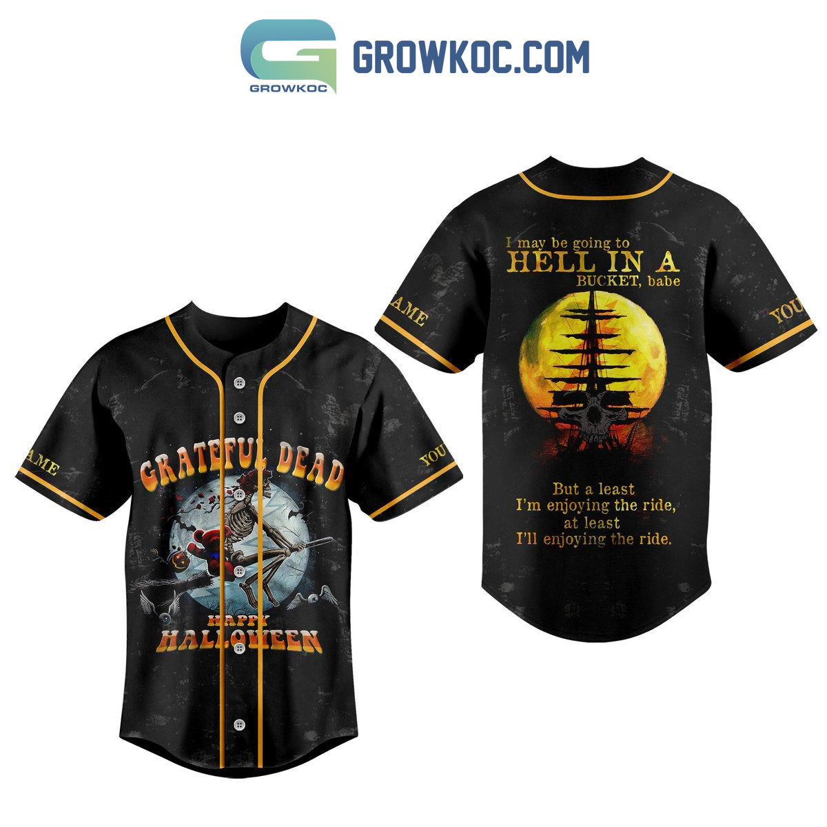 Grateful Dead Happy Halloween Personalized Baseball Jersey baseball jersey product view 1