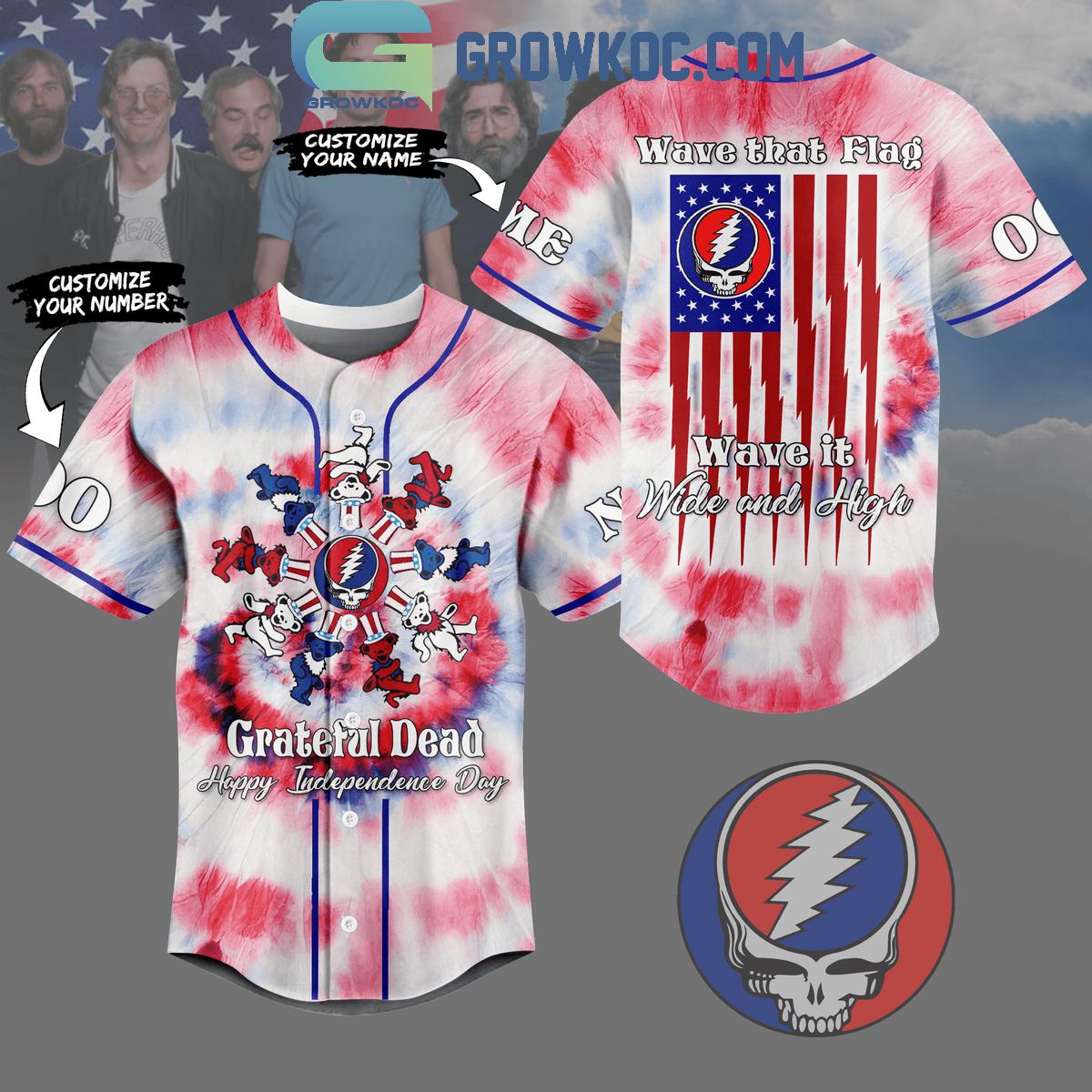 Grateful Dead Happy Independence Day Personalized Baseball Jersey baseball jersey product view 1