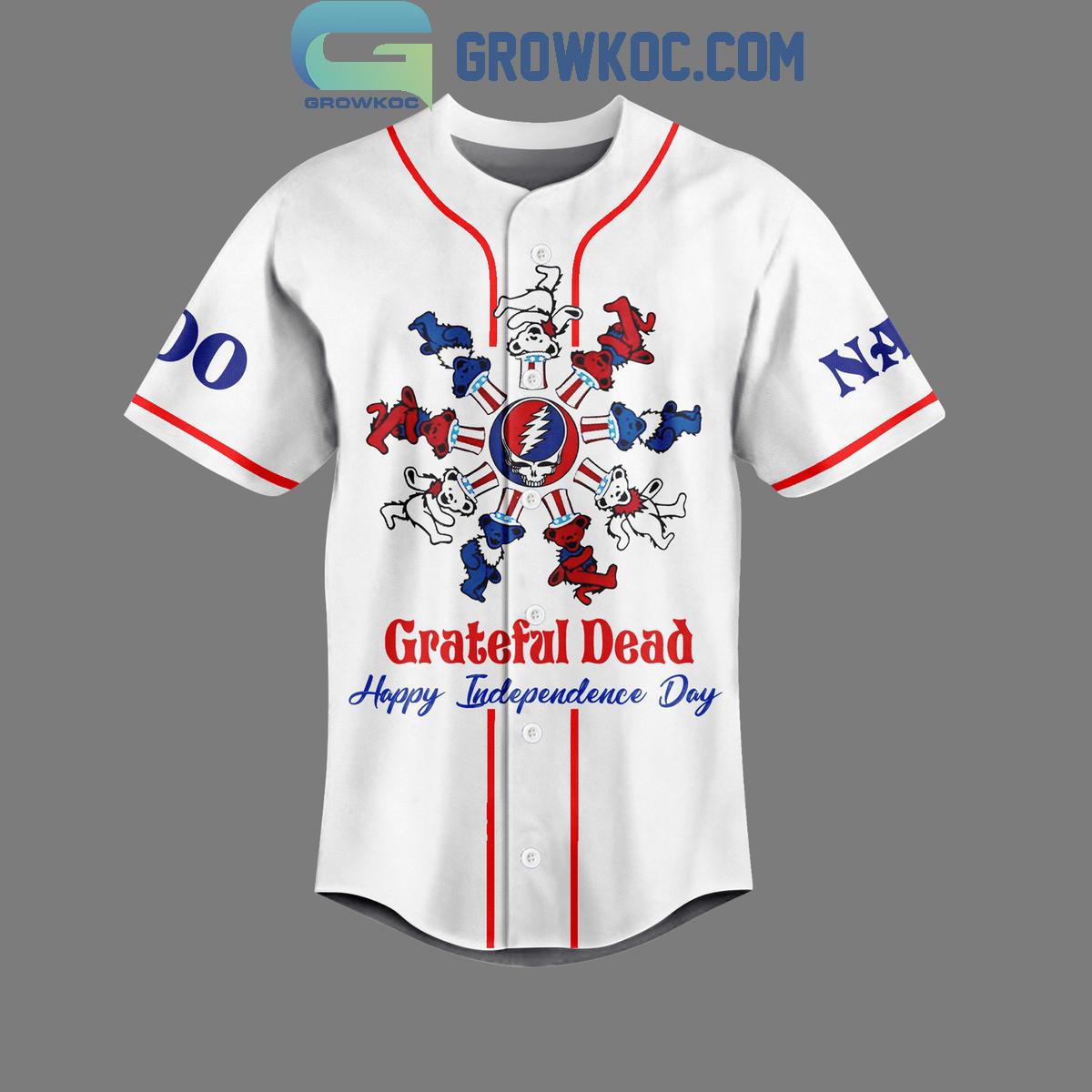 Grateful Dead Independence Day Wave That Flag Wave It Wide And High Baseball Jersey baseball jersey product view 2