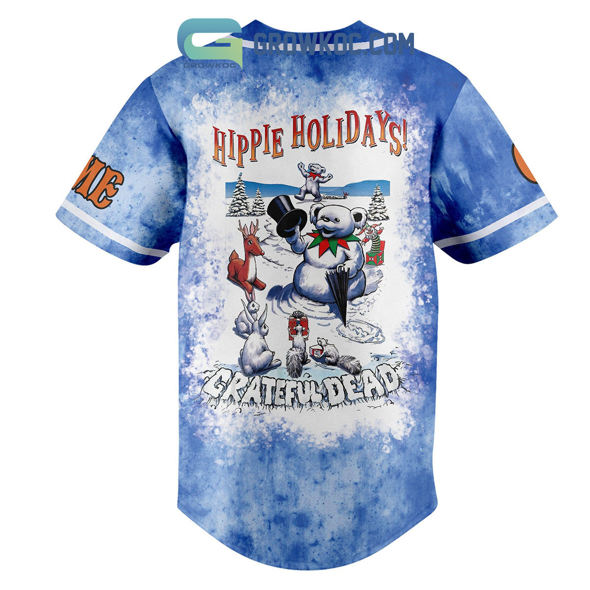 Grateful Dead Jerry Christmas Hippie Holidays Personalized Baseball Jersey baseball jersey product view 3