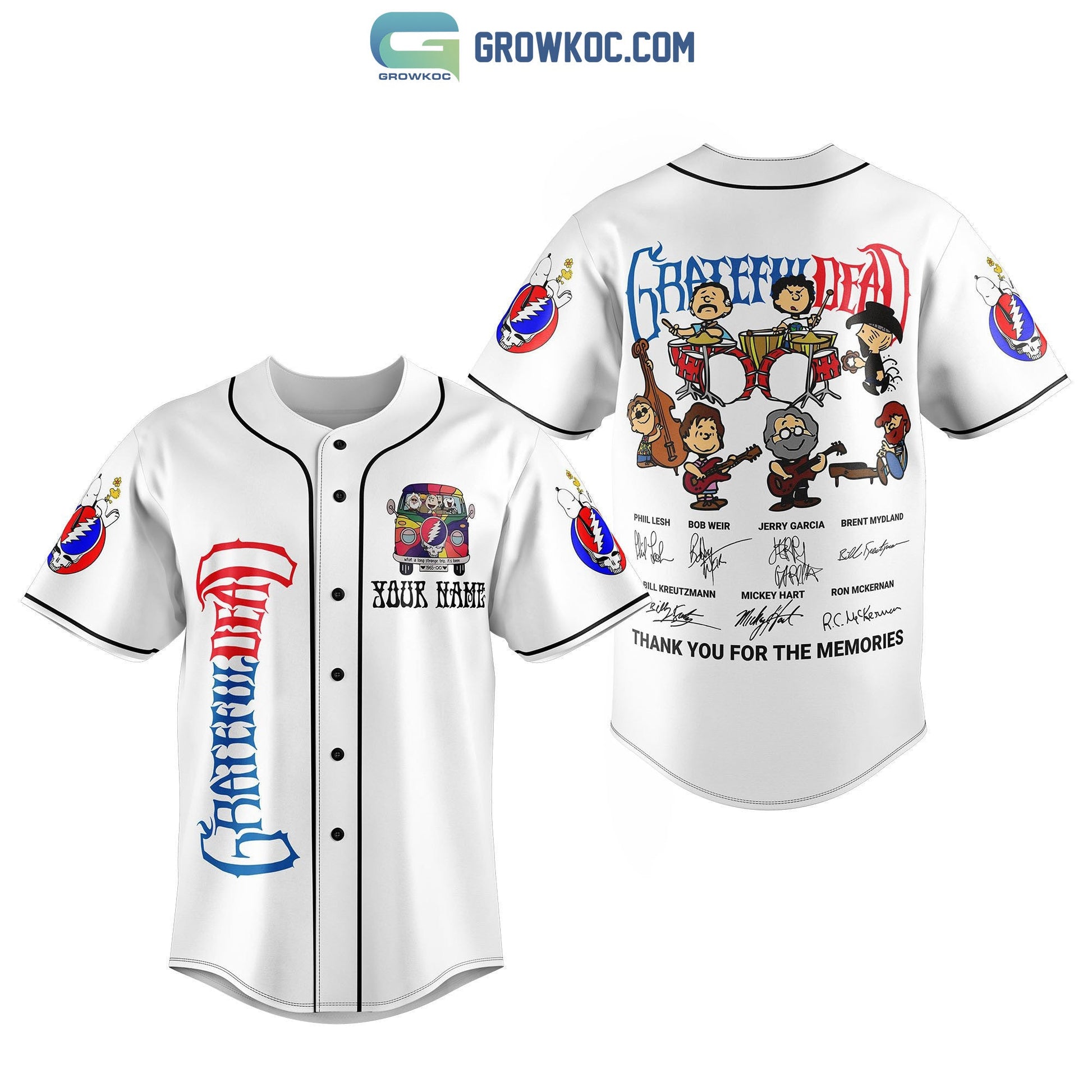 Grateful Dead Memories Personalized Baseball Jersey baseball jersey product view 1