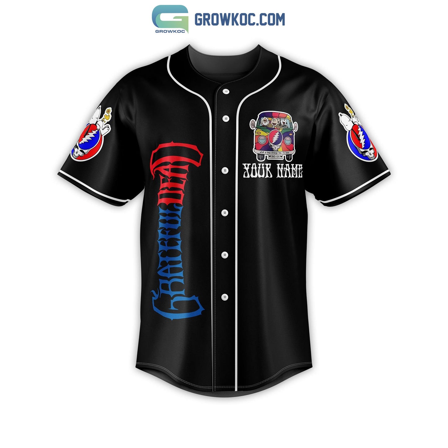Grateful Dead Memories Personalized Black Design Baseball Jersey baseball jersey product view 2