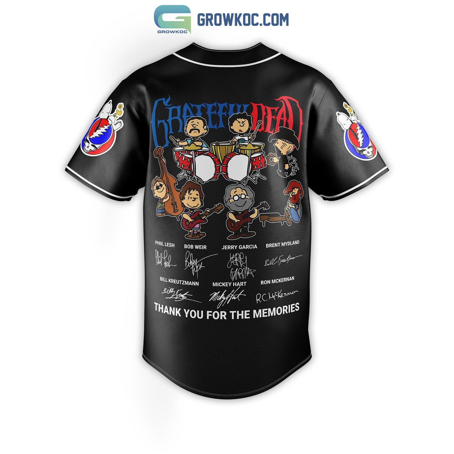 Grateful Dead Memories Personalized Black Design Baseball Jersey baseball jersey product view 3
