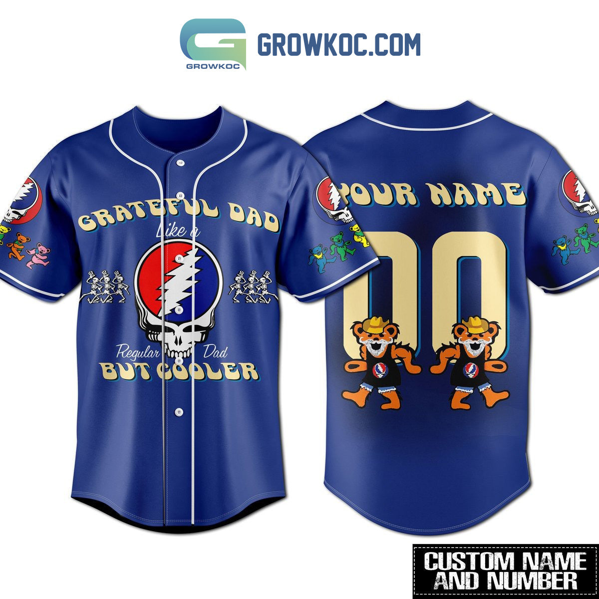 Grateful Dead Regular Dad But Cooler Personalized Baseball Jersey baseball jersey product view 1
