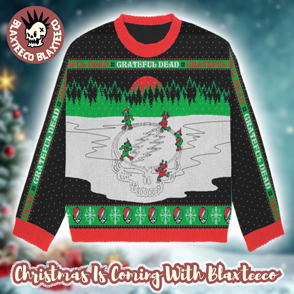 Grateful Dead Skating Dancing Bears Holiday Collection Ugly Christmas Sweater Unisex T-shirt, Sweatshirt, Hoodie, Long Sleeve Tee - T-Shirt, Sweatshirt, Hoodie