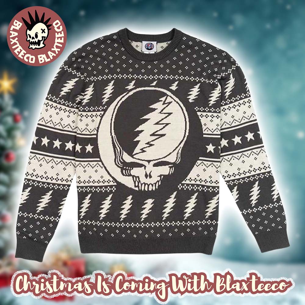 Grateful Dead Steal Your Face Signature Logo Knitted Gray Ugly Christmas Sweater Unisex T-shirt, Sweatshirt, Hoodie, Long Sleeve Tee - T-Shirt, Sweatshirt, Hoodie