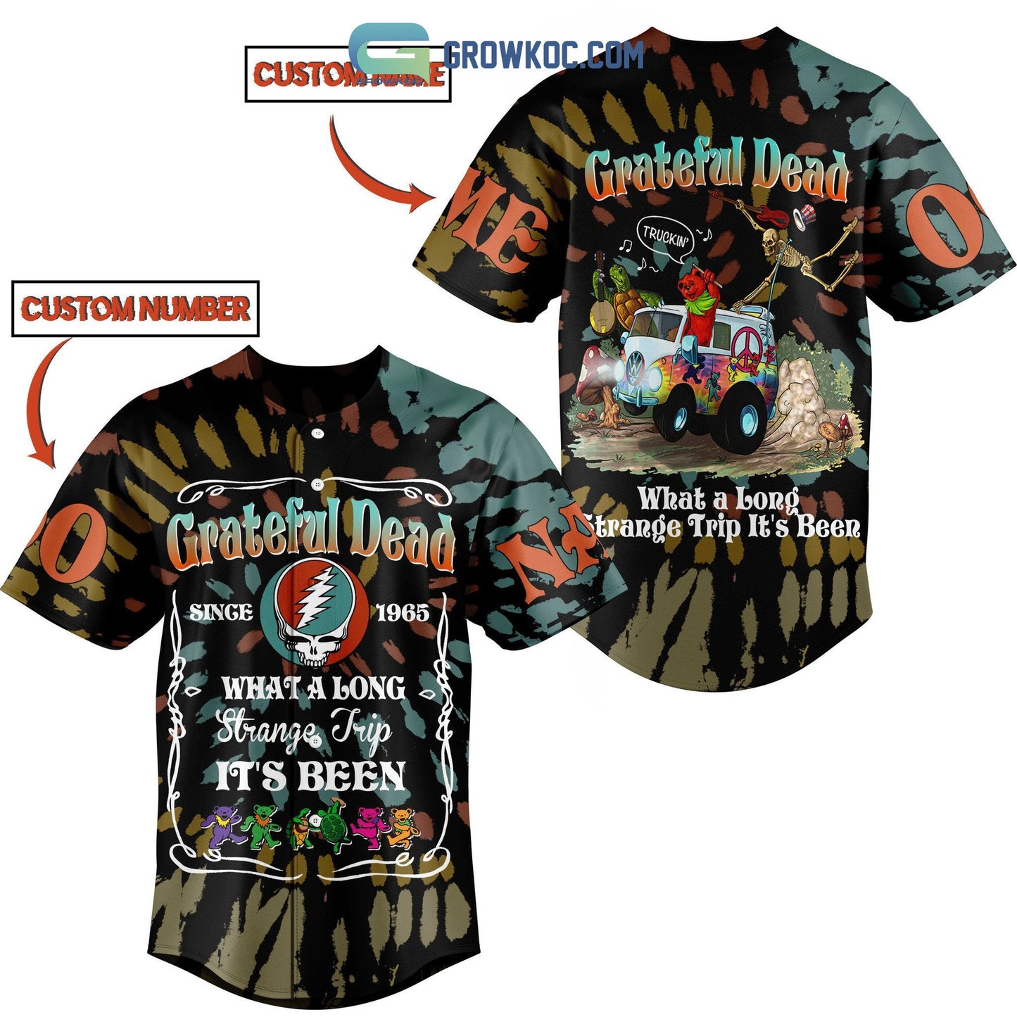 Grateful Dead What A Long Strange Trip It’s Been Personalized Baseball Jersey baseball jersey product view 1