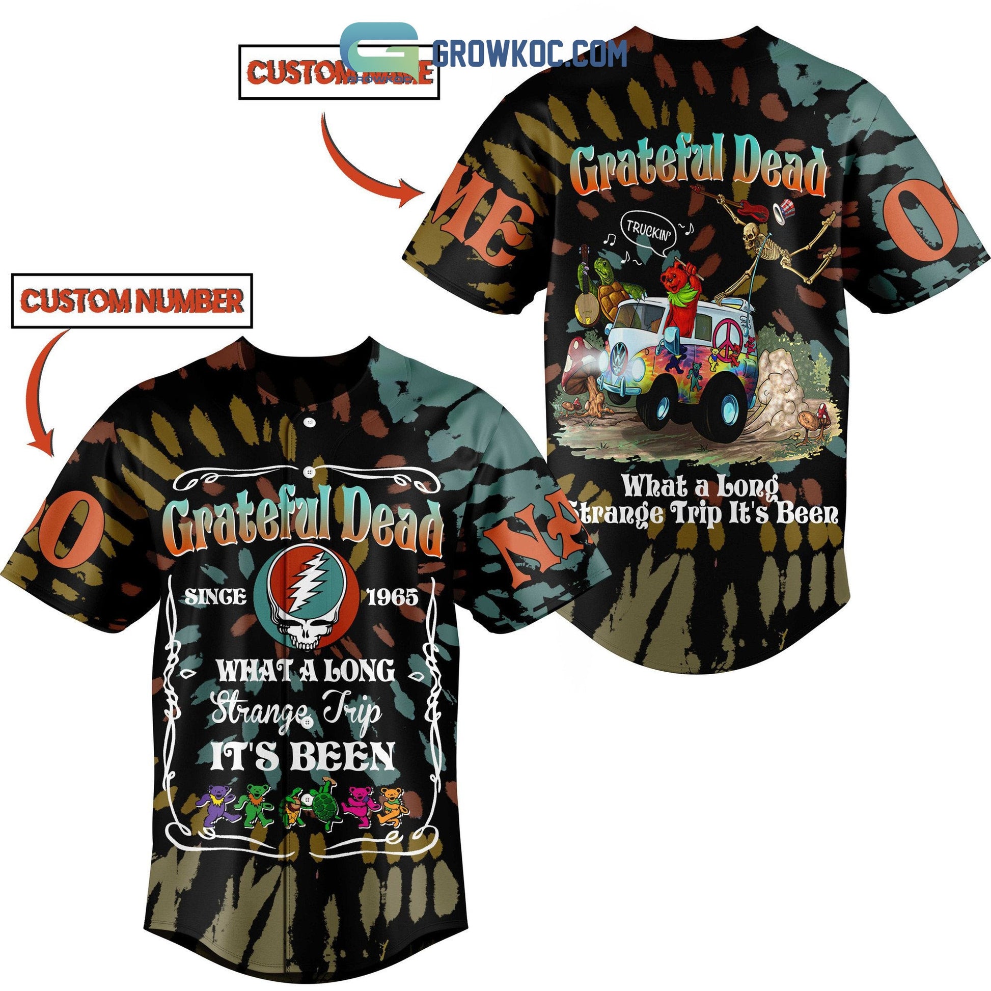 Grateful Dead What A Long Strange Trip It’s Been Personalized Baseball Jersey baseball jersey product view 1