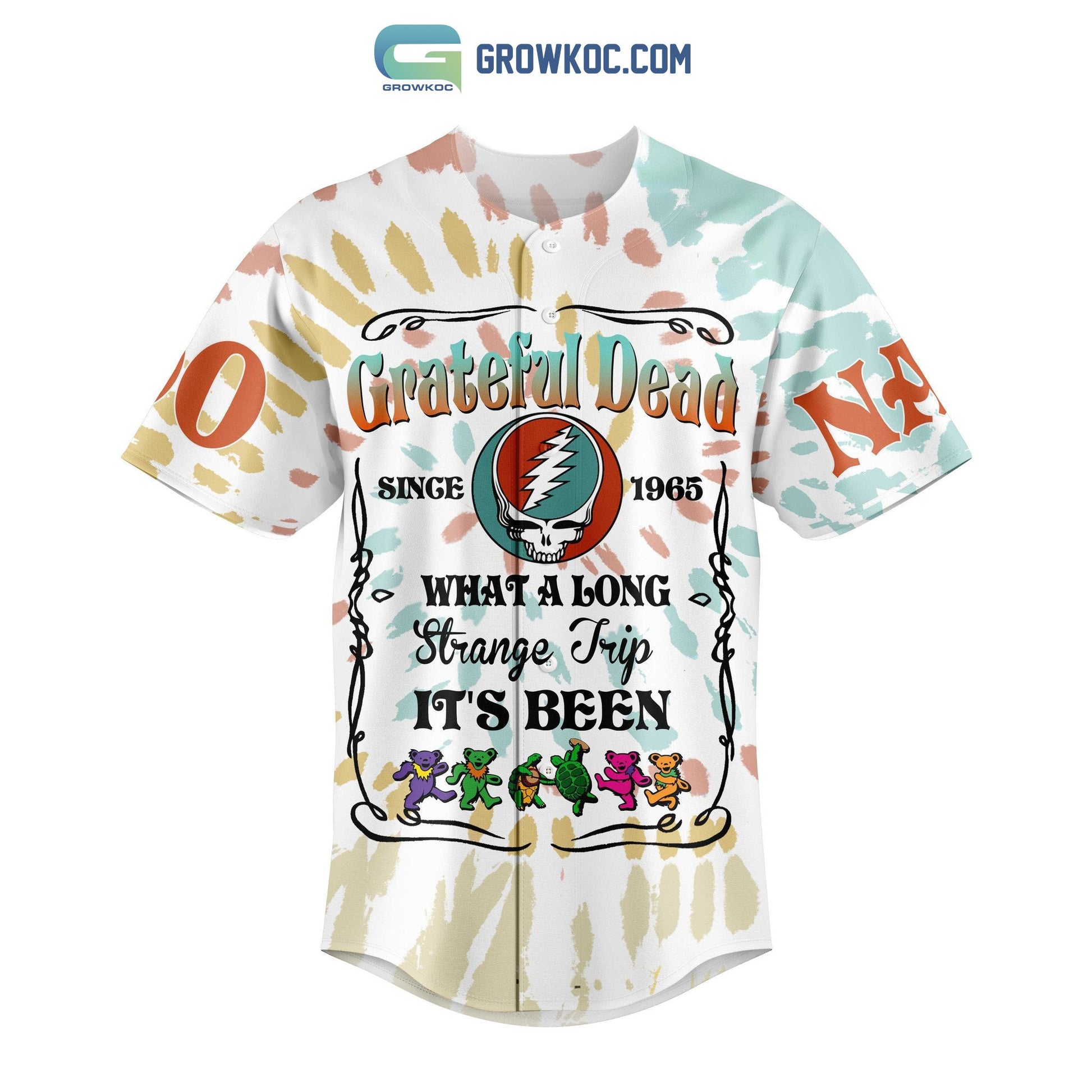 Grateful Dead What A Long Strange Trip It’s Been White Design Personalized Baseball Jersey baseball jersey product view 2
