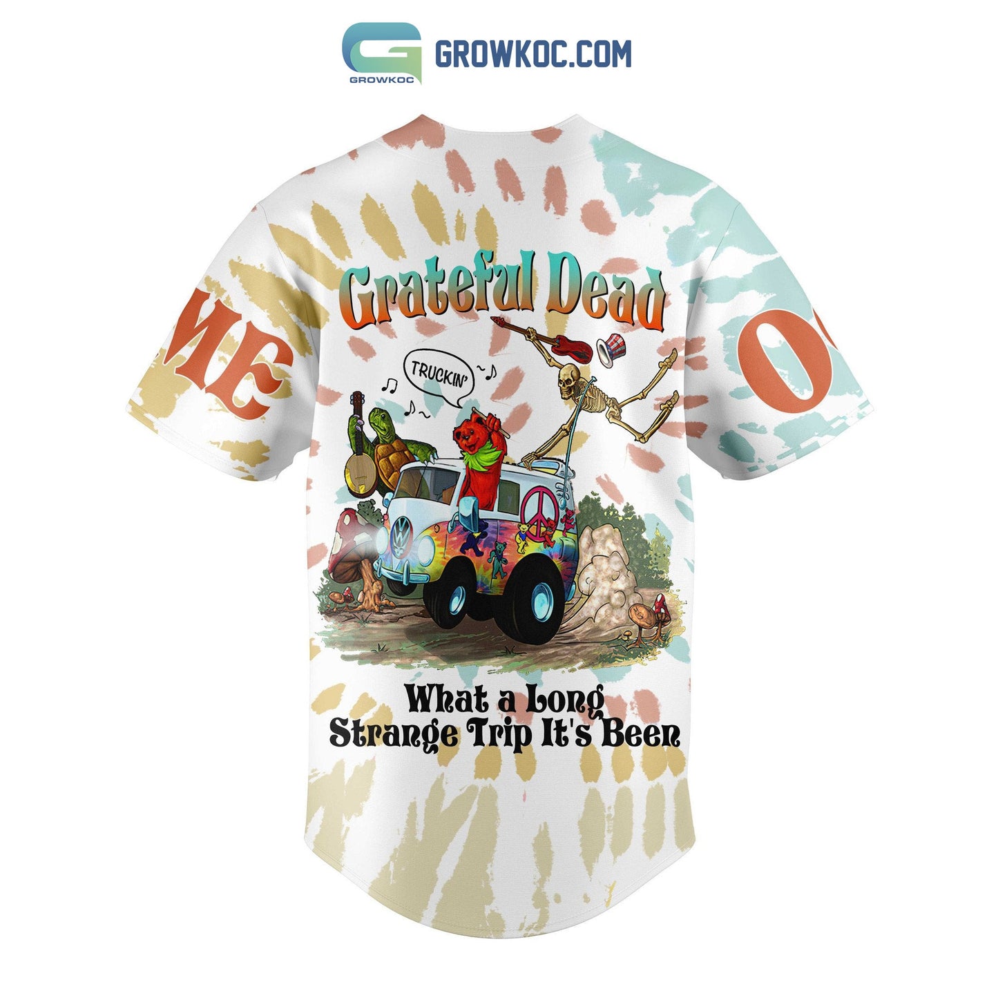 Grateful Dead What A Long Strange Trip It’s Been White Design Personalized Baseball Jersey baseball jersey product view 3