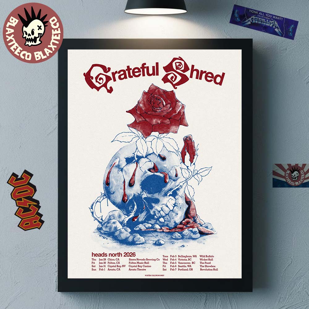 Grateful Shred Heads North 2026 North America Tour City Dates Home Decor Poster Canvas Unisex T-shirt, Sweatshirt, Hoodie, Long Sleeve Tee - T-Shirt, Sweatshirt, Hoodie