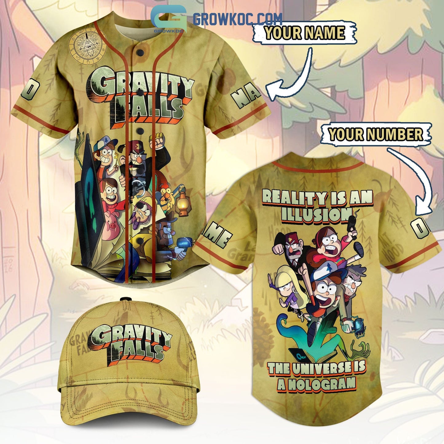 Gravity Falls Reality Is An Illusion The Universe Is A Hologram Personalized Baseball Jersey baseball jersey product view 1