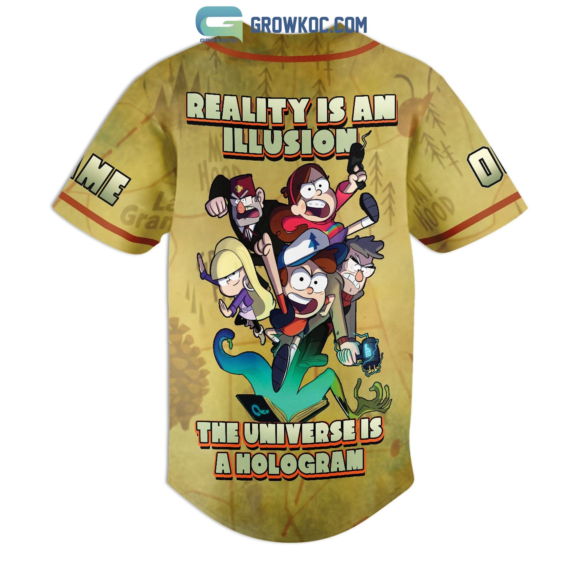 Gravity Falls Reality Is An Illusion The Universe Is A Hologram Personalized Baseball Jersey baseball jersey product view 3