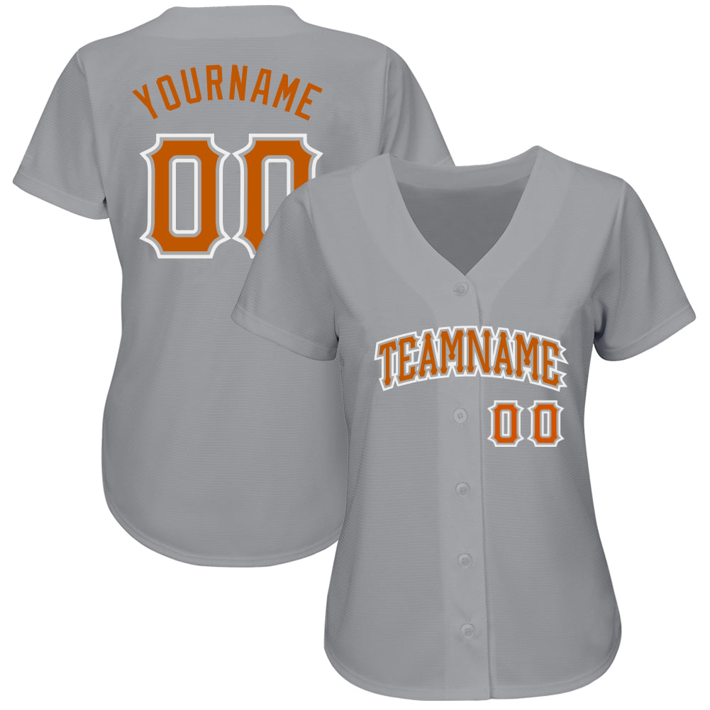 Custom Gray Texas Orange-White Authentic Baseball Jersey baseball jersey product view 2