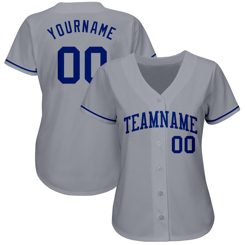 Custom Gray Royal Authentic Baseball Jersey baseball jersey product view 2