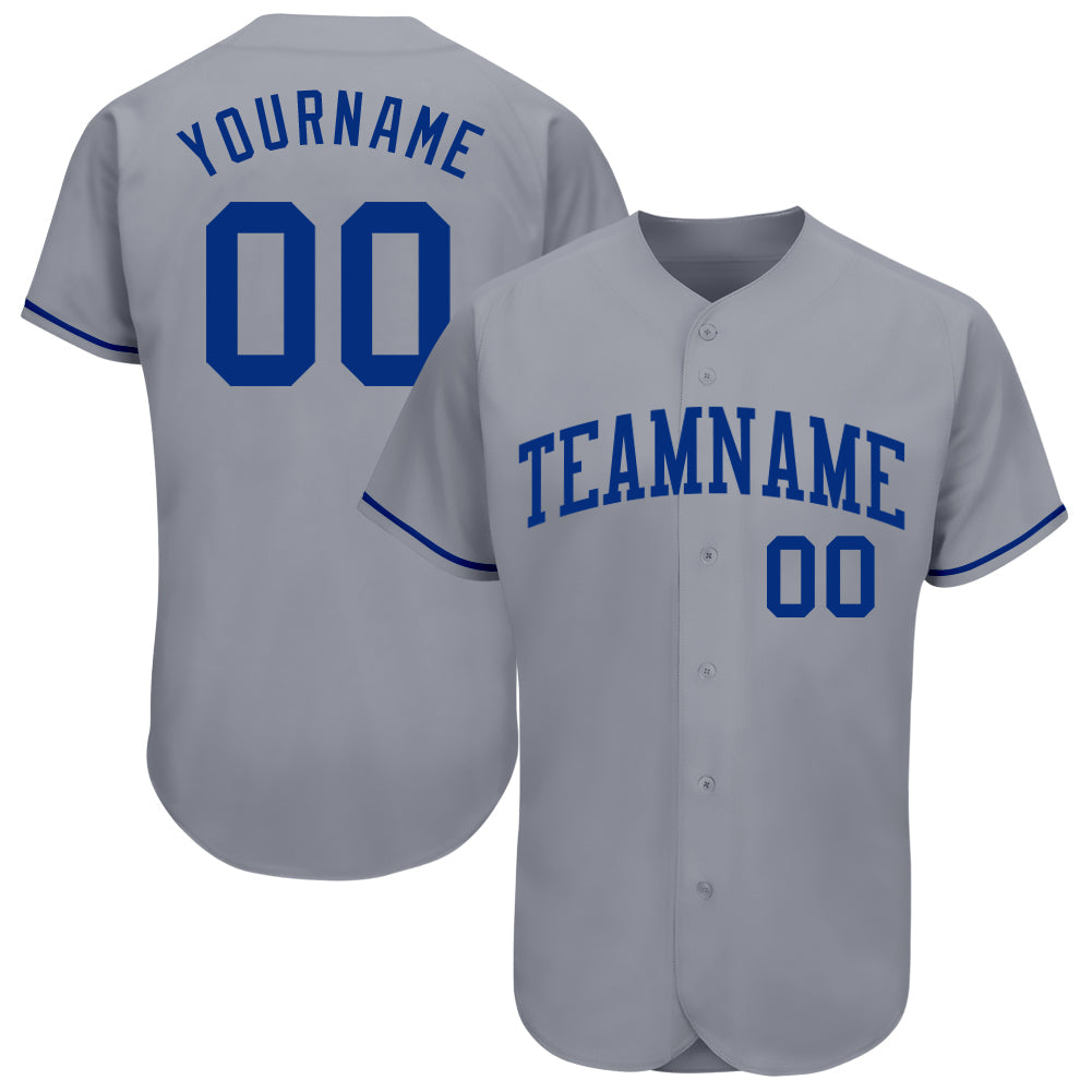 Custom Gray Royal Authentic Baseball Jersey baseball jersey product view 1