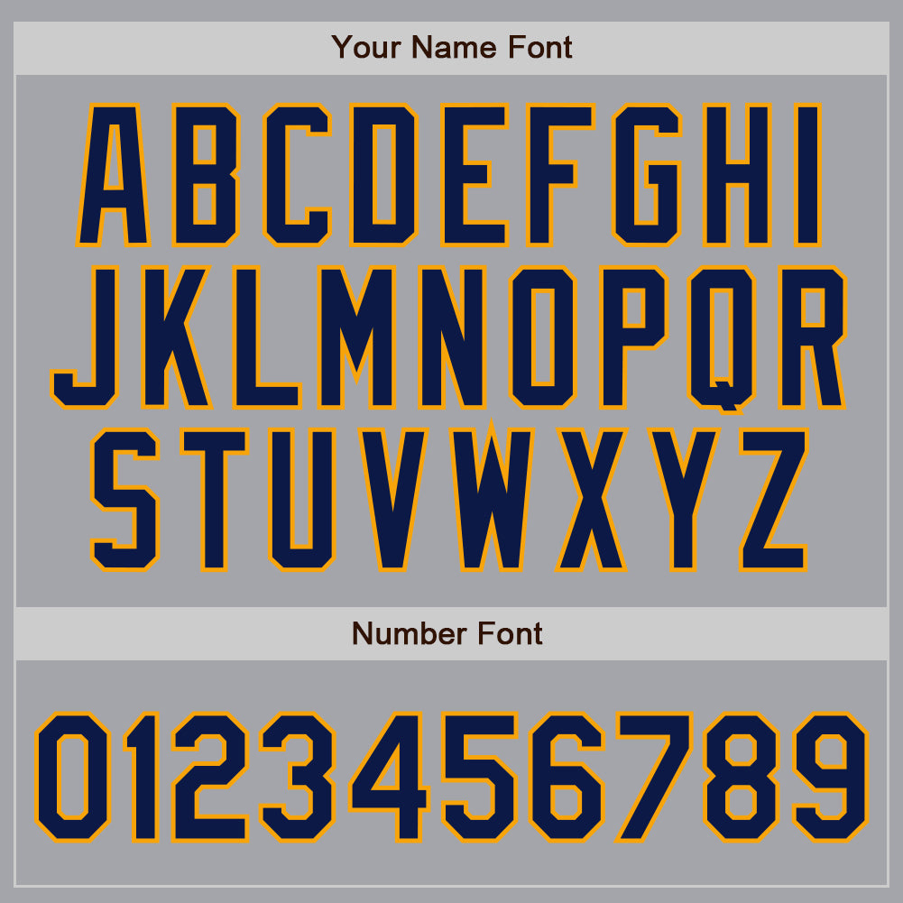 Custom Gray Navy Pinstripe Navy-Gold Authentic Baseball Jersey baseball jersey product view 4