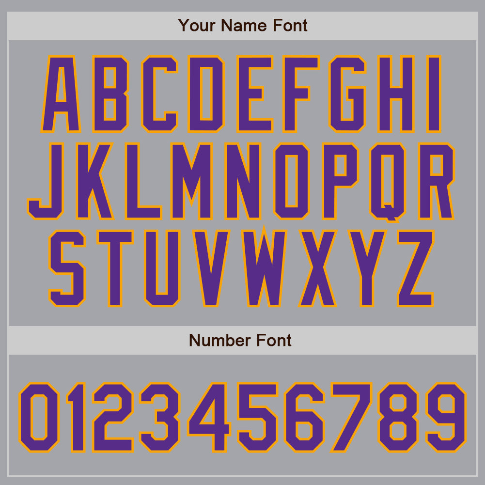 Custom Gray Purple Pinstripe Purple-Gold Authentic Baseball Jersey baseball jersey product view 4