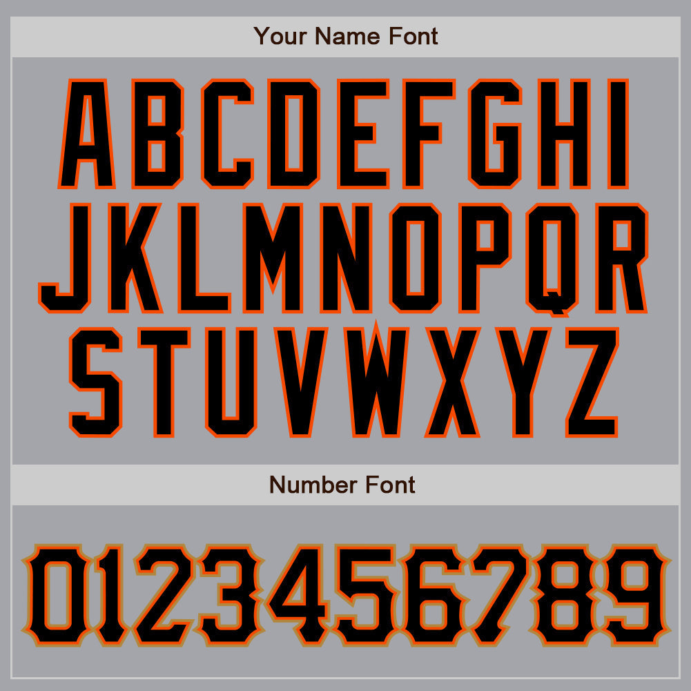 Custom Gray Black Pinstripe Black-Orange Authentic Baseball Jersey baseball jersey product view 4