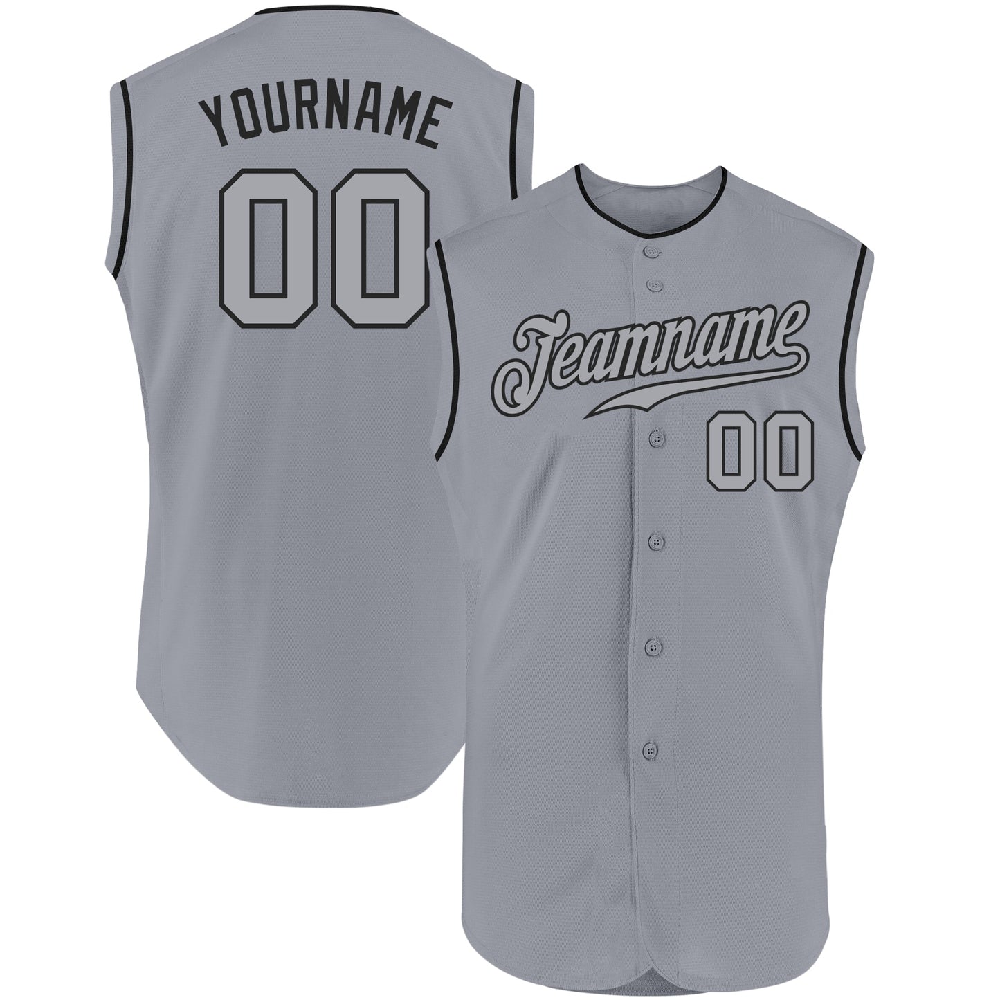 Custom Gray Gray-Black Authentic Sleeveless Baseball Jersey baseball jersey product view 1