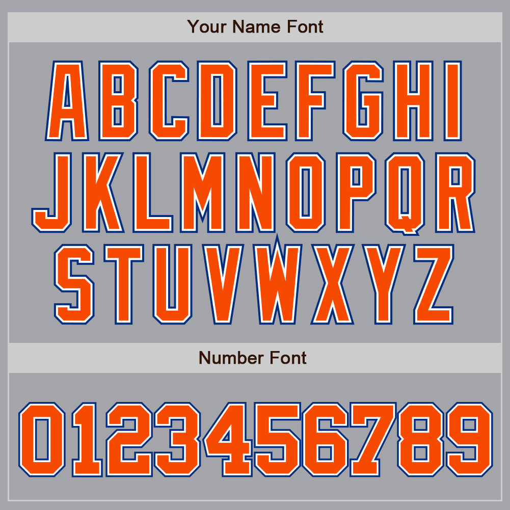 Custom Gray Orange White-Royal Authentic Baseball Jersey baseball jersey product view 5