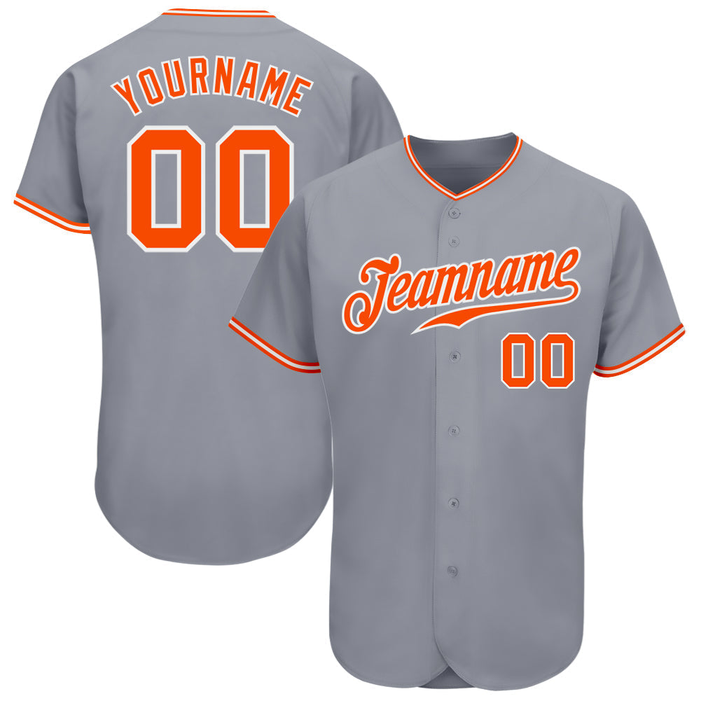 Custom Gray Orange-White Authentic Baseball Jersey baseball jersey product view 1