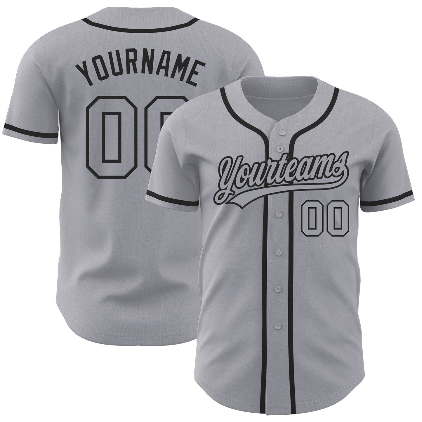 Custom Gray Gray-Black Authentic Baseball Jersey baseball jersey product view 1