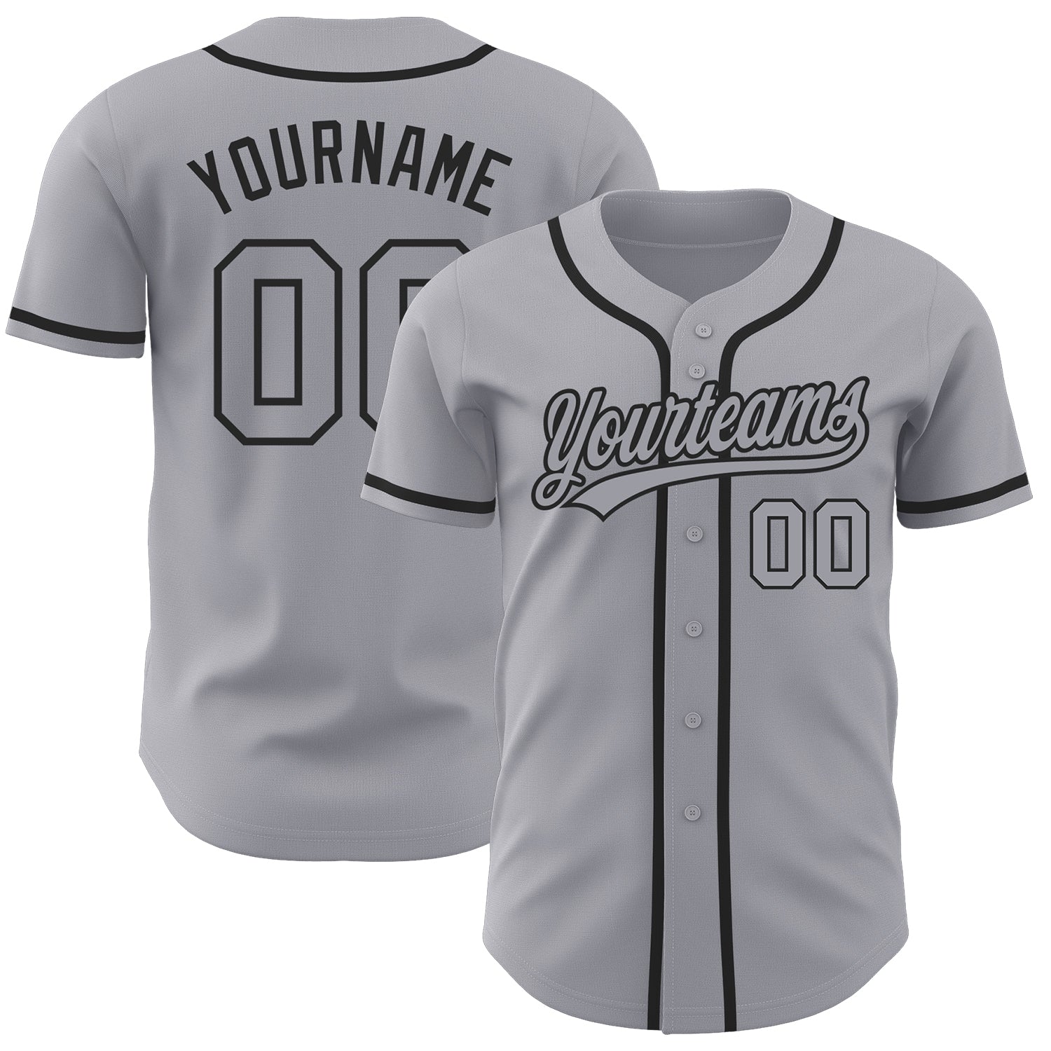 Custom Gray Gray-Black Authentic Baseball Jersey baseball jersey product view 1