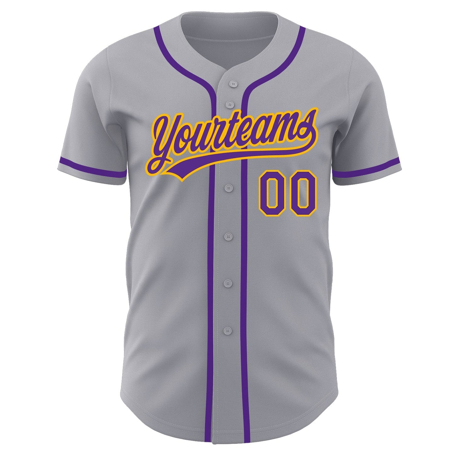 Custom Gray Purple-Gold Authentic Baseball Jersey baseball jersey product view 2
