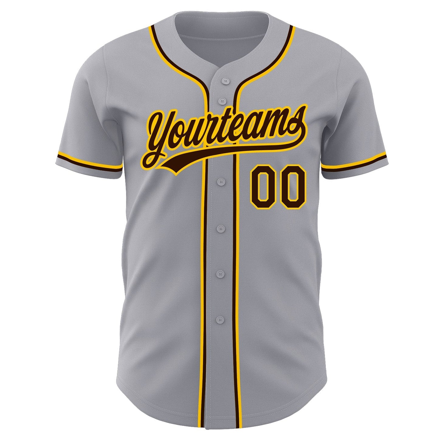 Custom Gray Brown-Gold Authentic Baseball Jersey baseball jersey product view 2