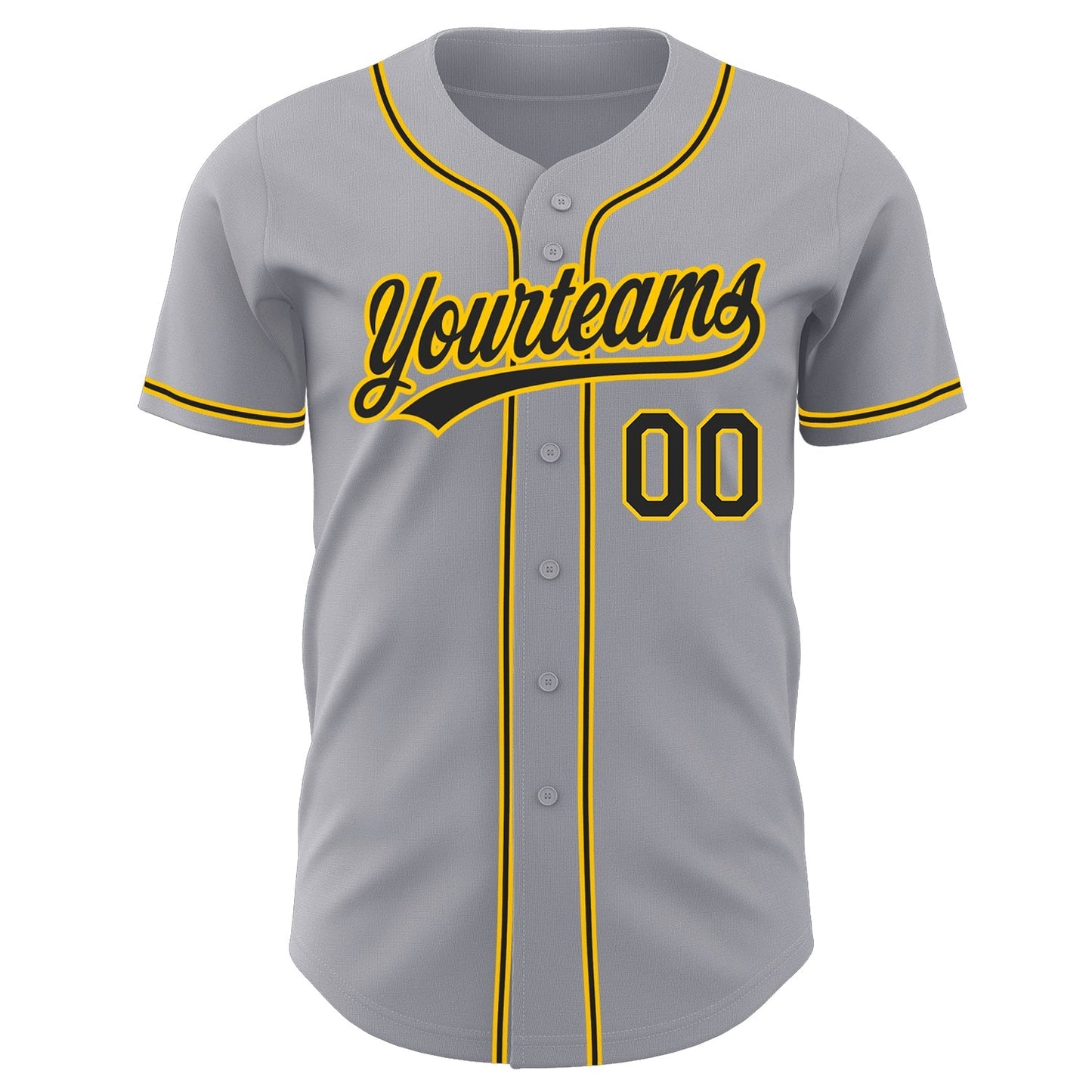 Custom Gray Black-Gold Authentic Baseball Jersey baseball jersey product view 2