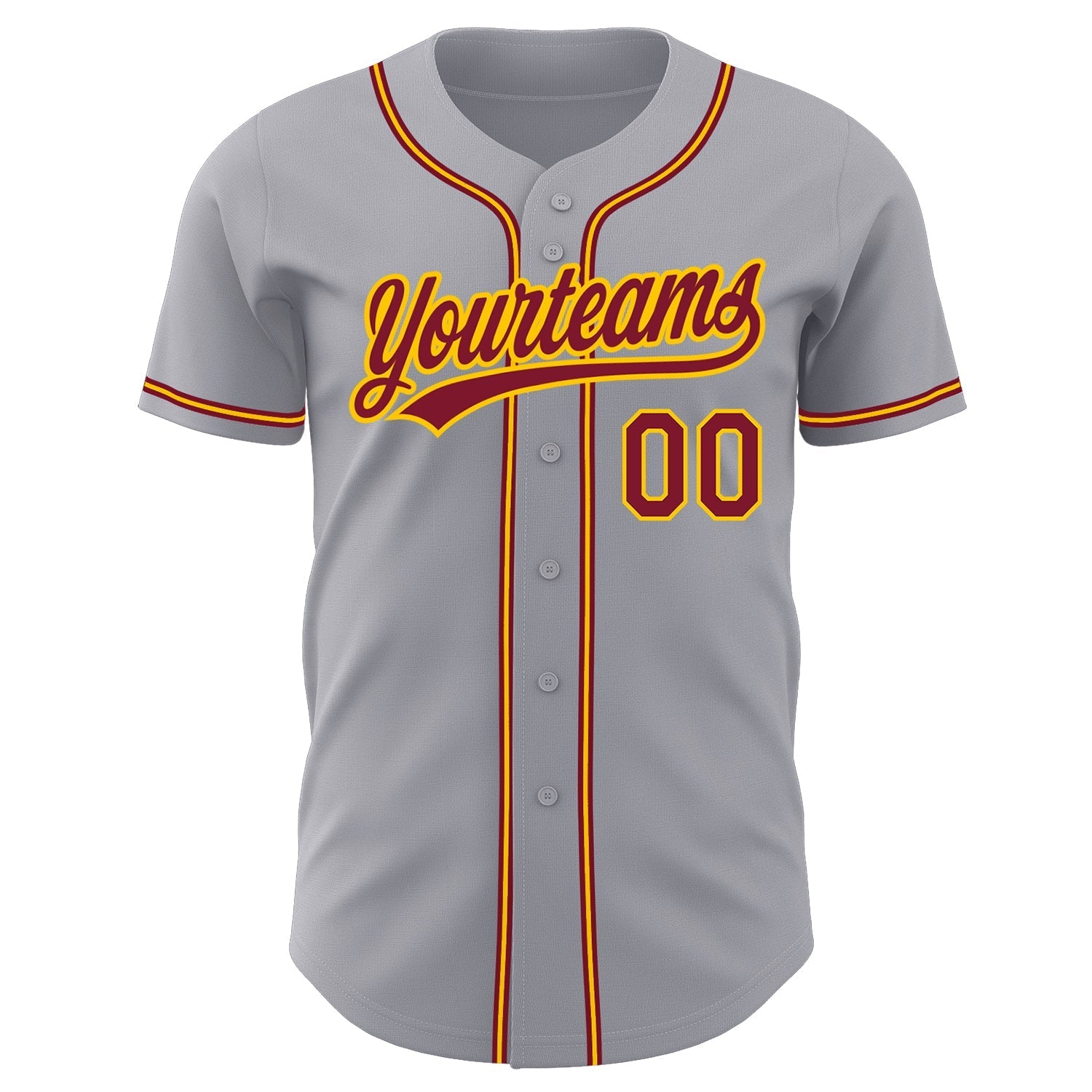 Custom Gray Crimson-Gold Authentic Baseball Jersey baseball jersey product view 2