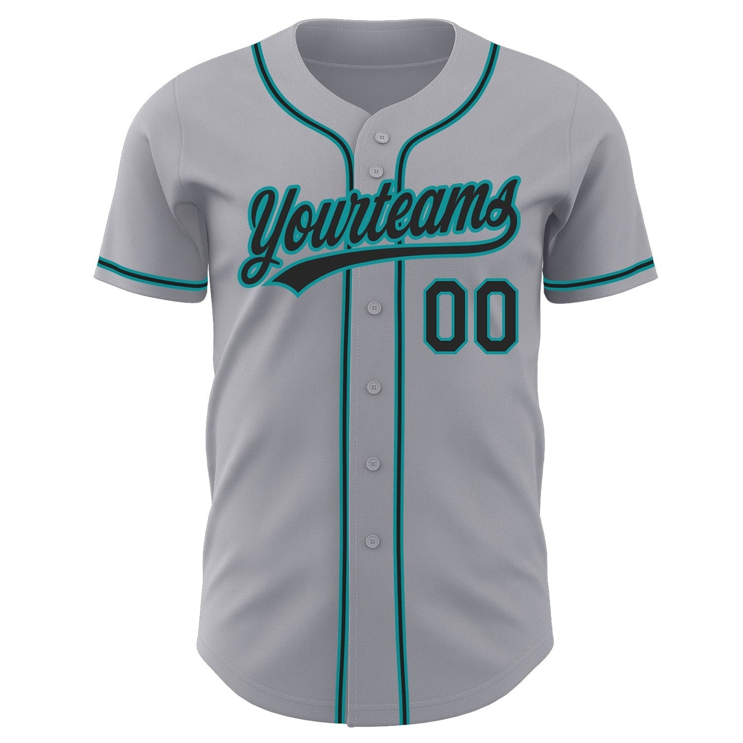 Custom Gray Black-Teal Authentic Baseball Jersey baseball jersey product view 2