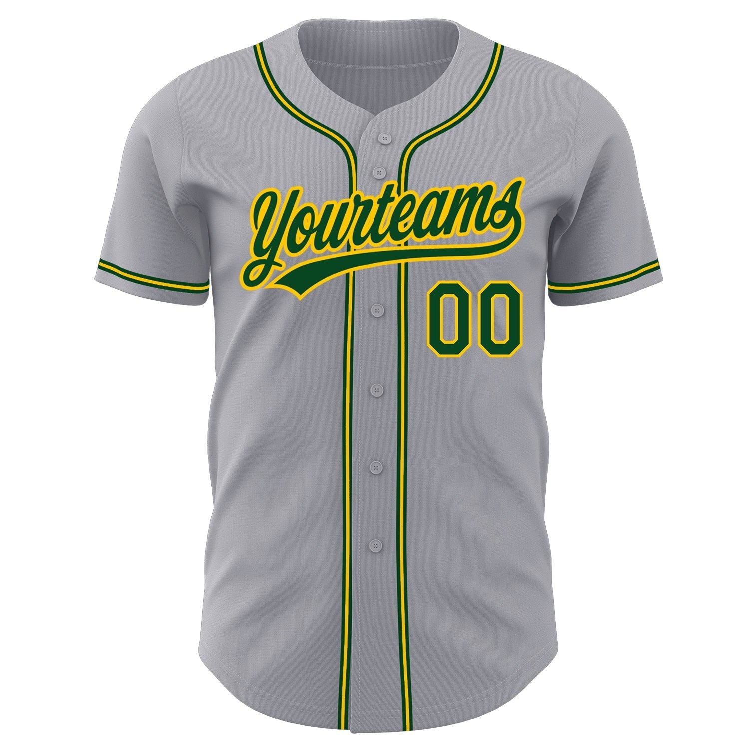Custom Gray Green-Gold Authentic Baseball Jersey baseball jersey product view 2