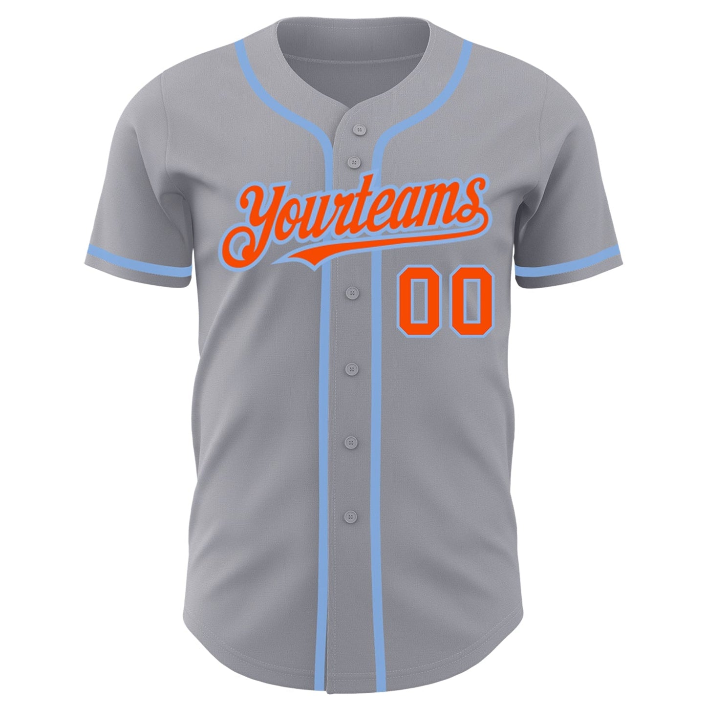 Custom Gray Orange-Light Blue Authentic Baseball Jersey baseball jersey product view 2