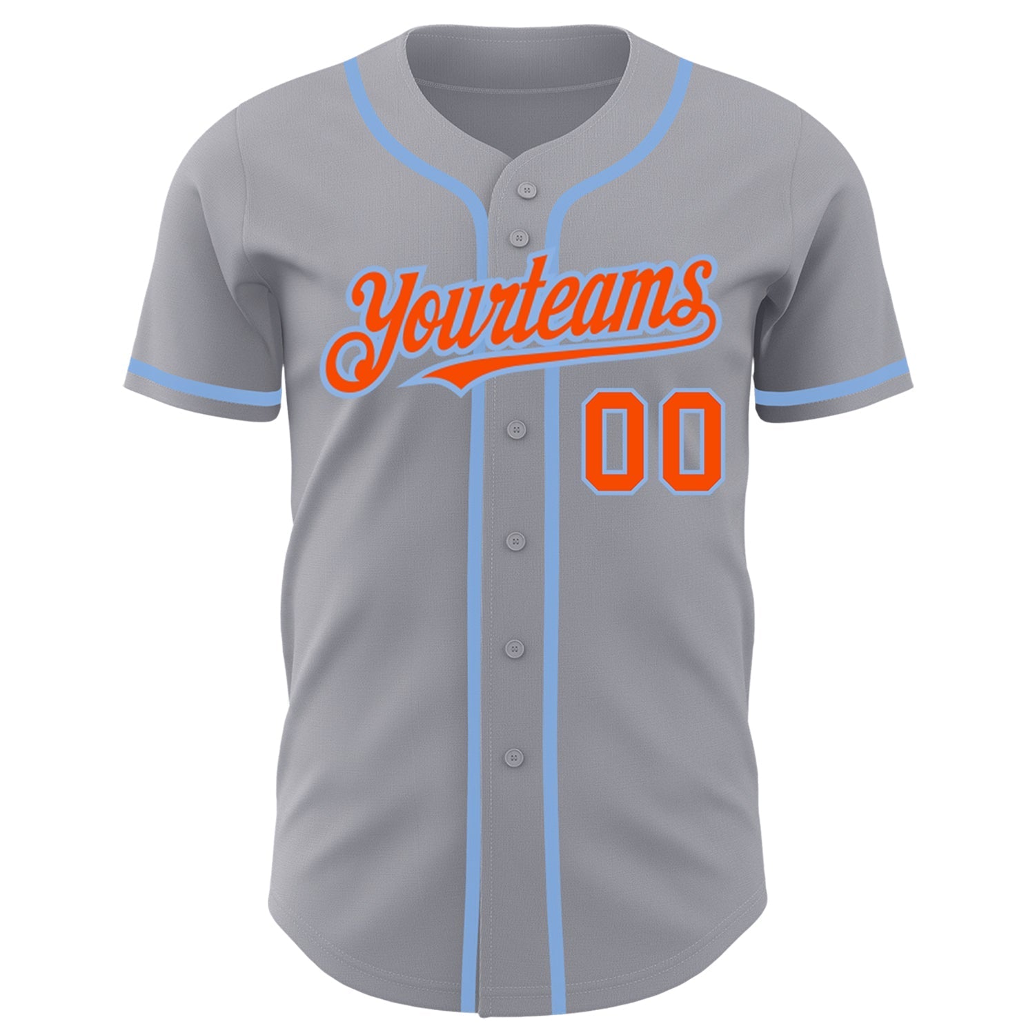 Custom Gray Orange-Light Blue Authentic Baseball Jersey baseball jersey product view 2
