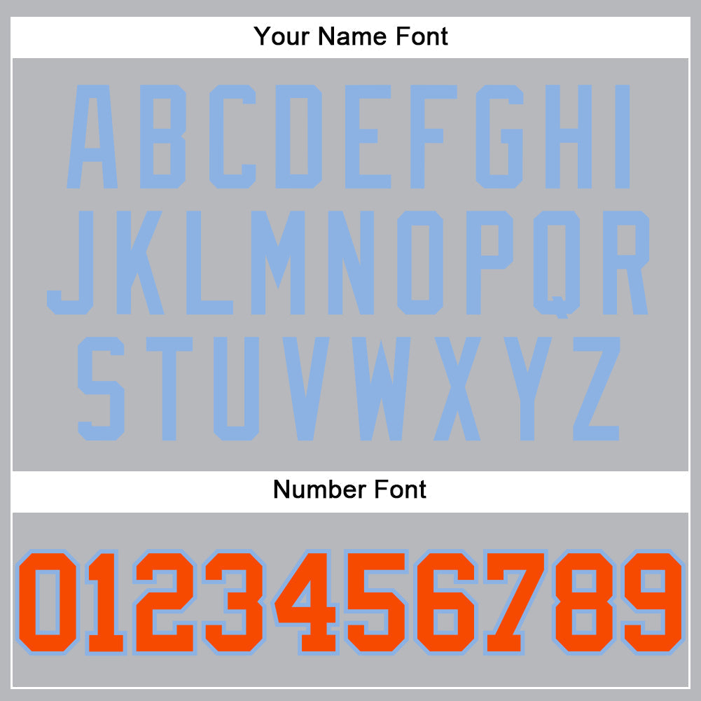 Custom Gray Orange-Light Blue Authentic Baseball Jersey baseball jersey product view 5