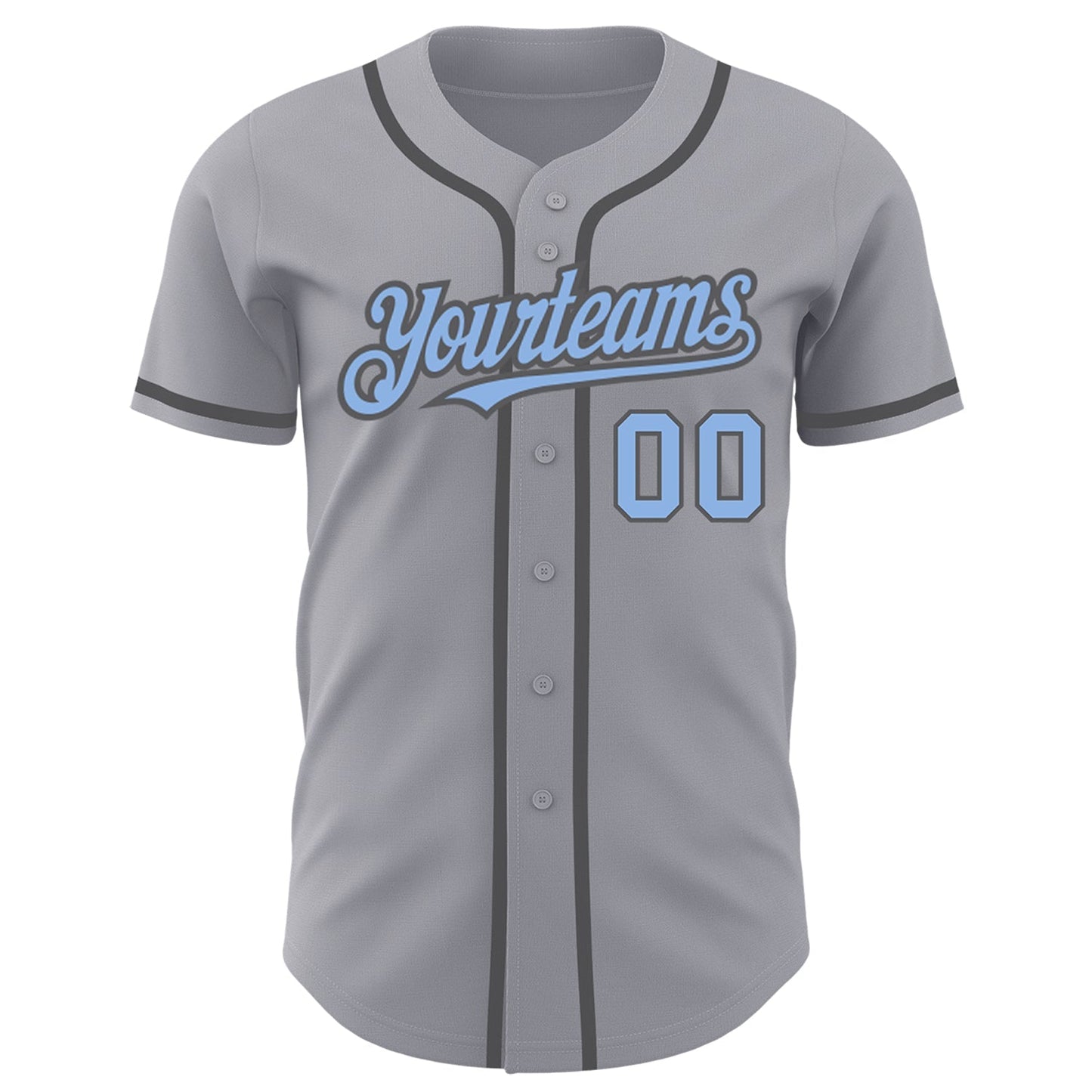 Custom Gray Light Blue-Steel Gray Authentic Baseball Jersey baseball jersey product view 2